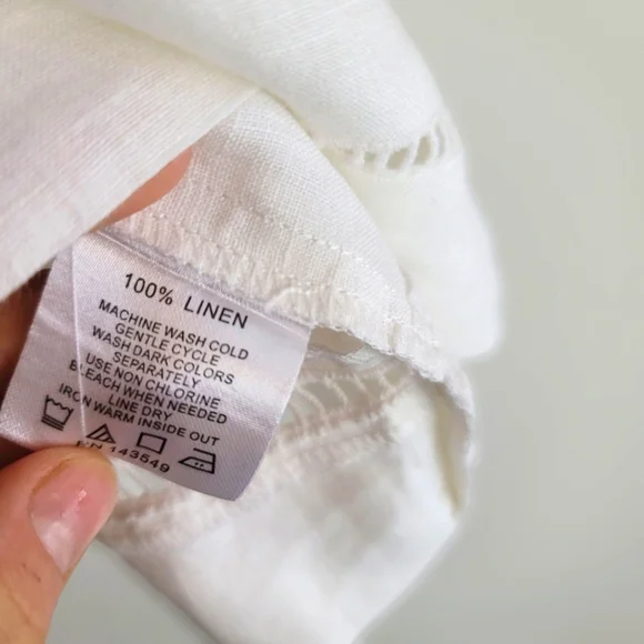 Symple NYC 100% Linen Off White Blouse Size S - Picture 3 of 5